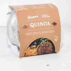 Hamburguesas de Quinoa y Porotos negros. Beans Super Foods. Alimento congelado a base de Quinoa, Porotos negros con Pimentón ahumado. 4 unidades. 480 gramos. Producto Vegano. La Cocina de Gualberto. emarket Uruguay. Negocios Latinoamérica